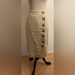Vintage 90's beige midi pencil skirt buttons